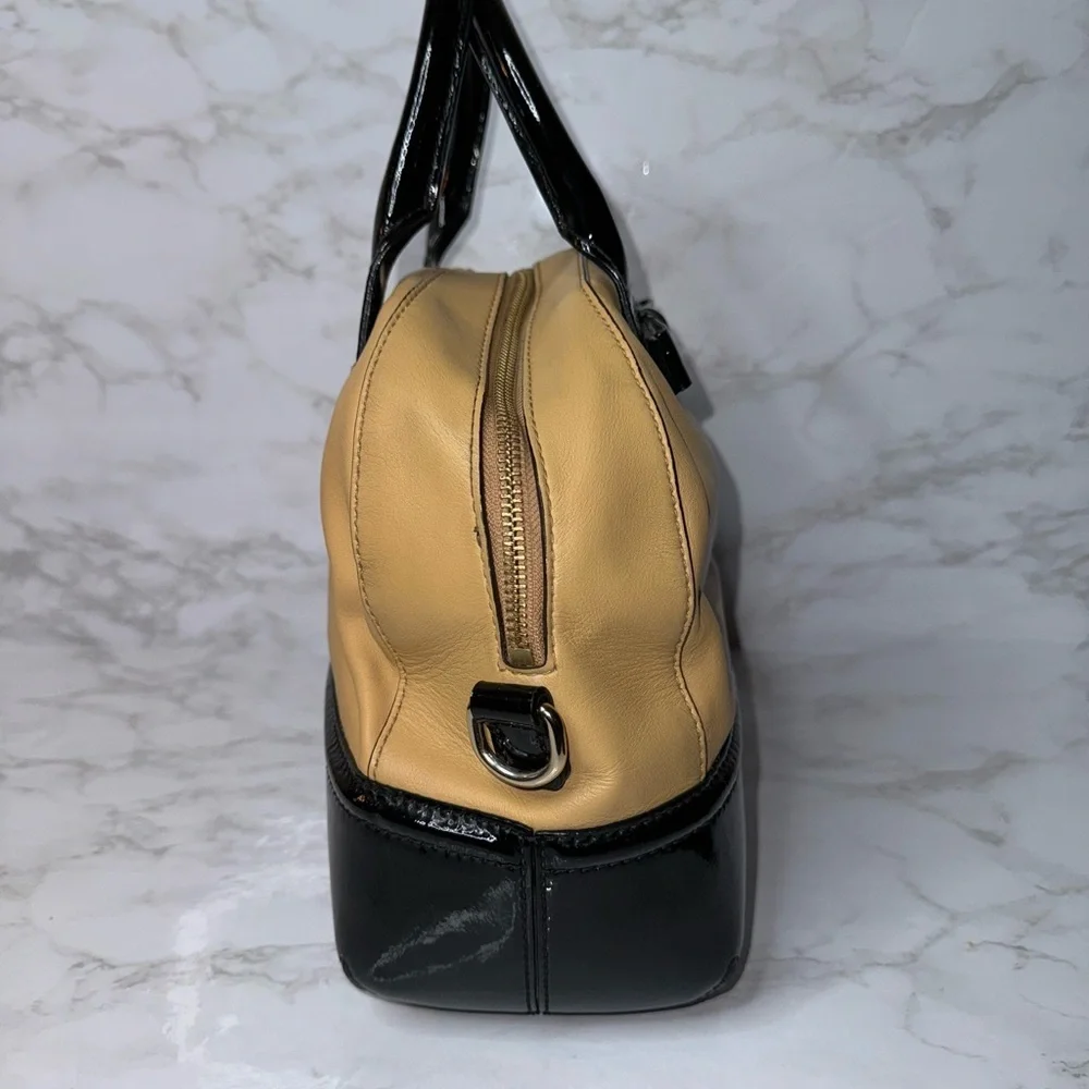 Vintage KATE SPADE Chelsea Park Porter Satchel/Shoulder in beige & black Leather